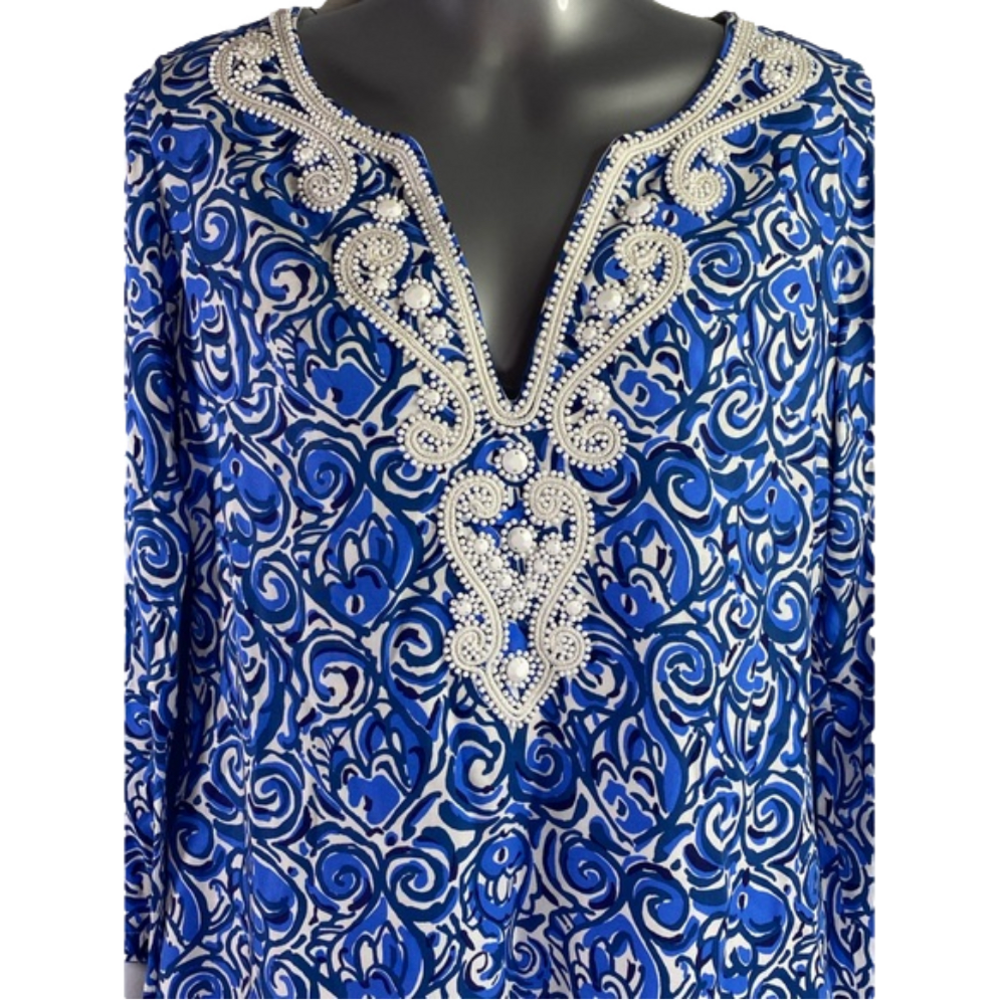 Lilly Pulitzer Julianna Embroidered Beaded Indigo Chasing Tail Dress SKU0633 - Picture 3 of 9